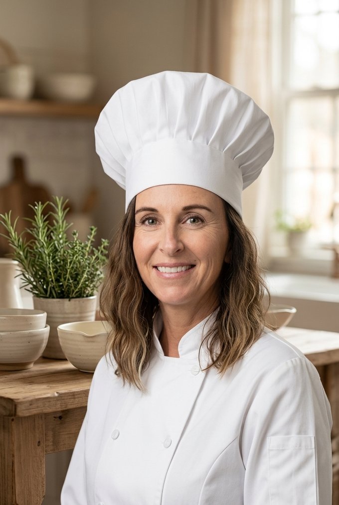 Emily Montague, The Postpartum Chef, in a boutique kitchen